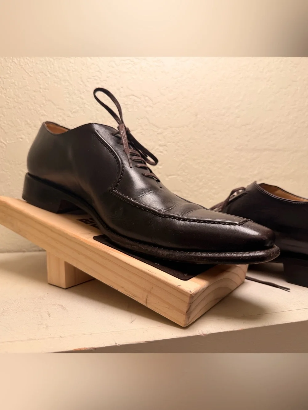 Canali Black Leather Derby Dress Shoes